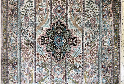27118873b - Hereke silk fine, China, late 20th century, pure natural silk, approx. 155 x 95 cm, ...