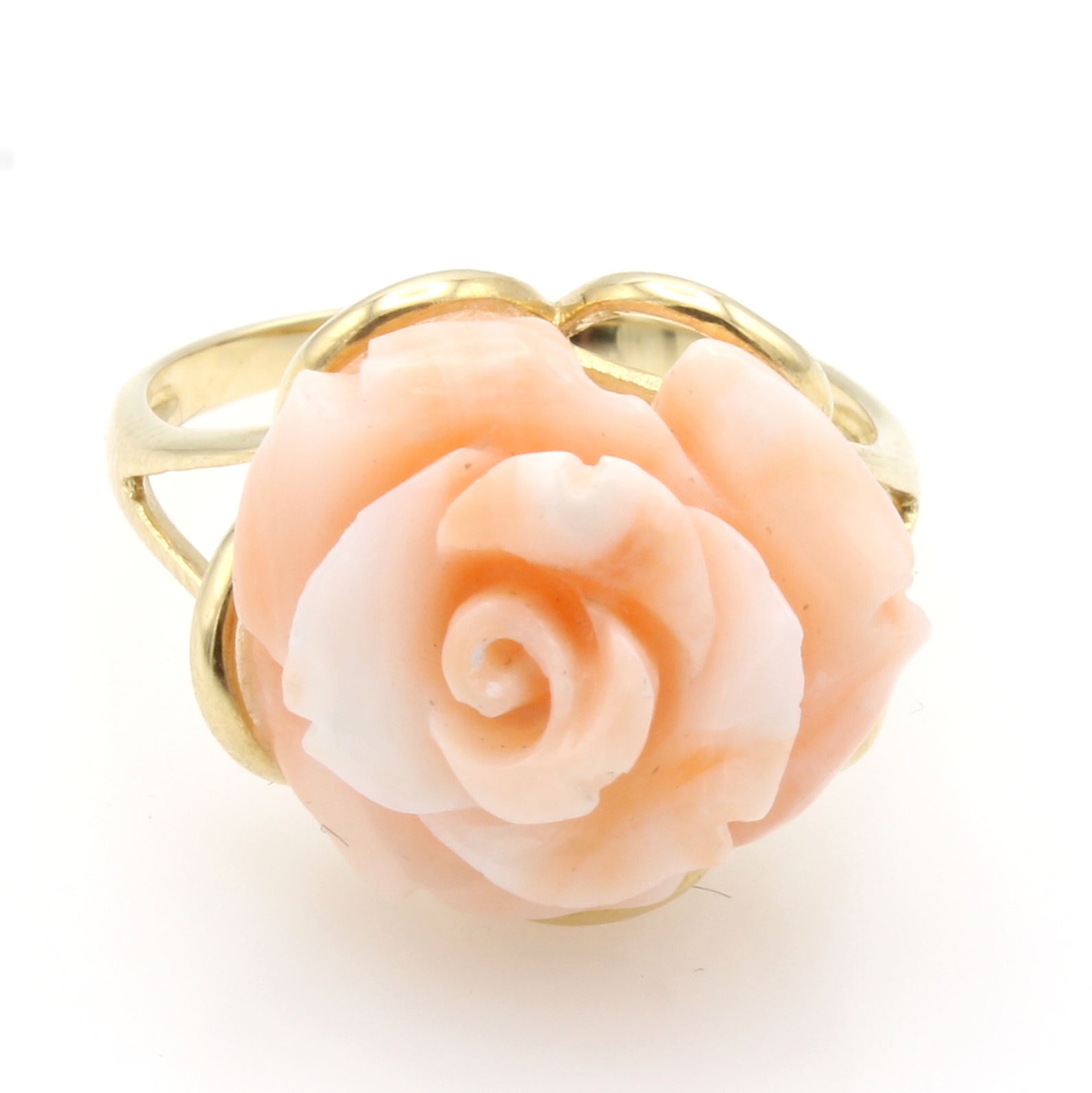 Image 27118923 - Ring mit Korallrosen, GG 585/000, rosafarb. Korallen, RW ca. 59, Versand nur innerhalb ...
