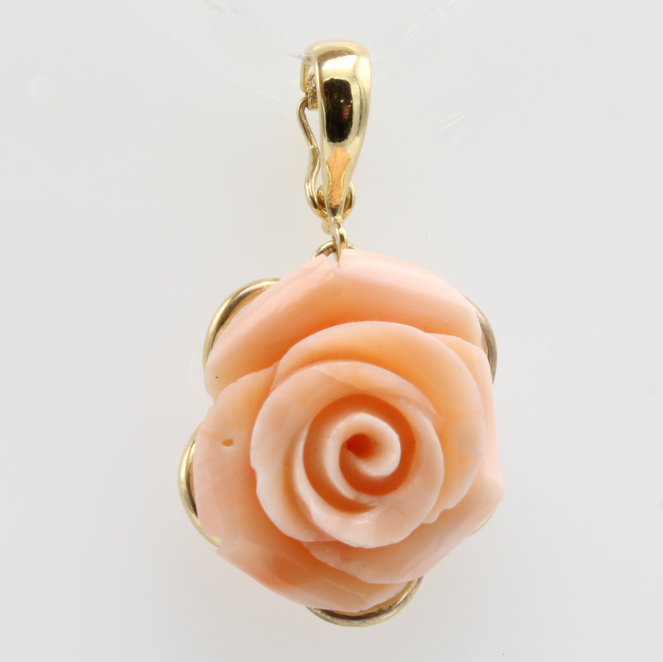 Image 27118964 - Clip-Anhänger mit Korallrosen, GG 585/000, rosaf. Korallen, D. ca. 16 mm, Versand nur ...