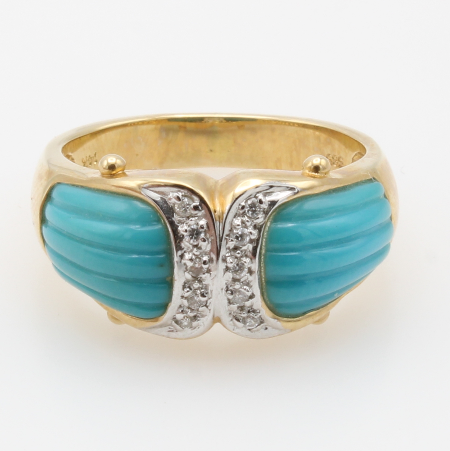 Image 27118973 - Ring mit Türkisen und Brillanten, GG 585/000, Brill. zus. ca. 0.05 ct Weiß/p, RW ca. ...