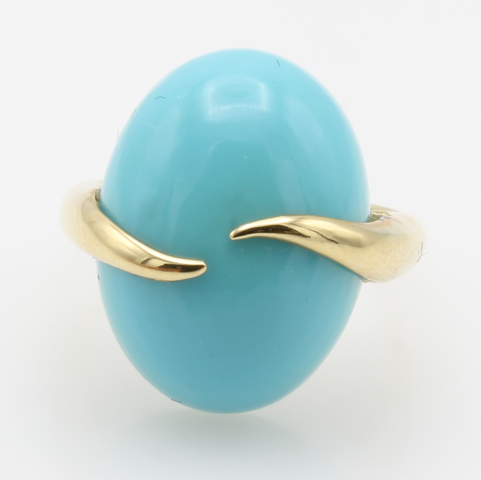 Image 27118978 - Ring mit Türkis, GG 585/000, ovaler Türkis- cabochon, Maße ca. 20x15 mm, RW ca. 55 ...