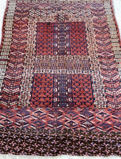 27118949d - Tekke Engsi antik, Turkmenistan, 19.Jhd, Wolle auf Wolle, ca. 143 x 110 cm, EHZ: 3 ...