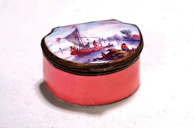 Image Schnupftabakdose Tabatiere, Frankreich, um 1860-70, allseitig emailliert, Deckel innen ...