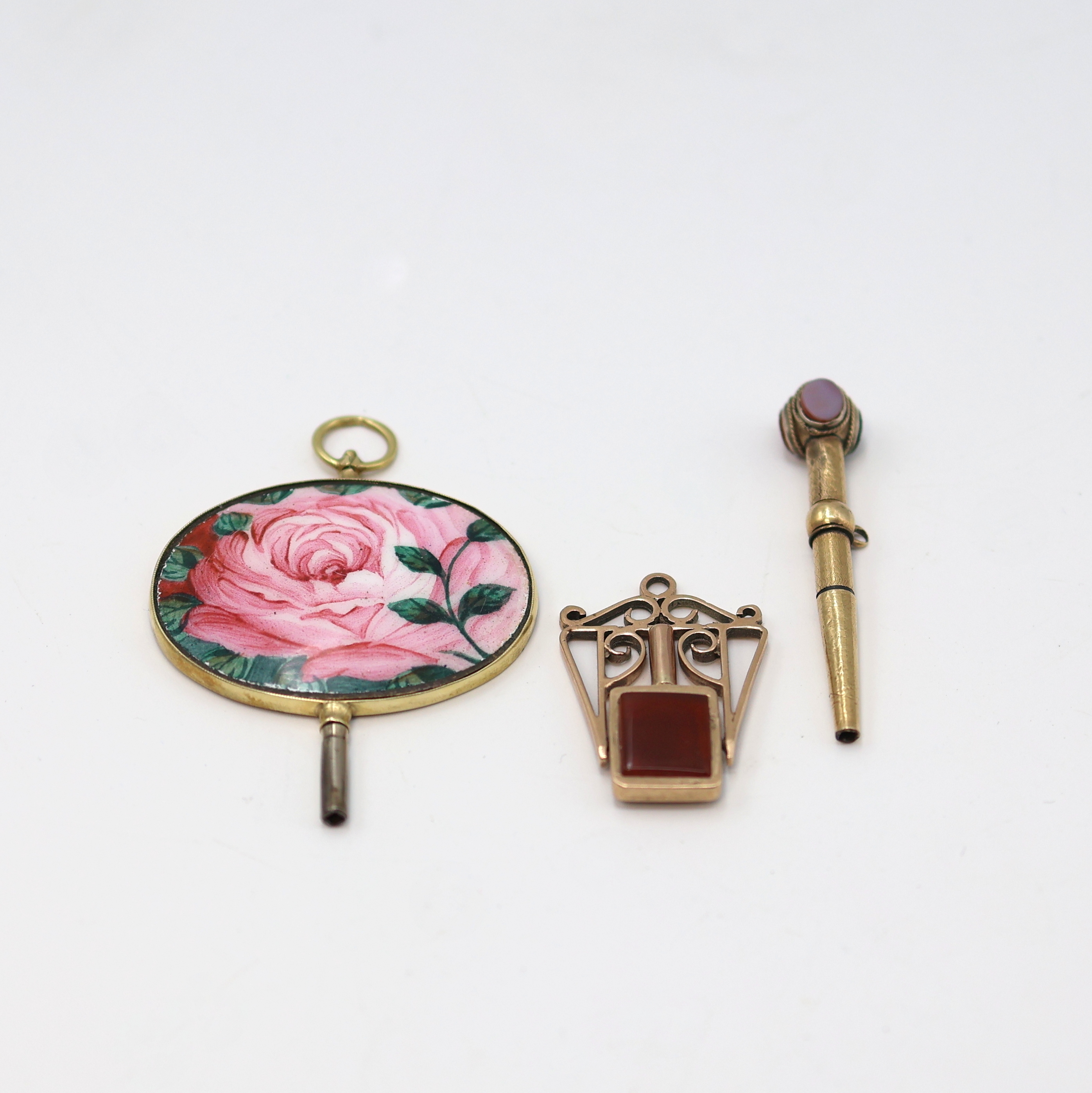 Image 27119067 - Konvolut: 3 Taschenuhrschlüssel, ca. 1800 - 1900, 1 x in RG 375/000, drehb. m. ...