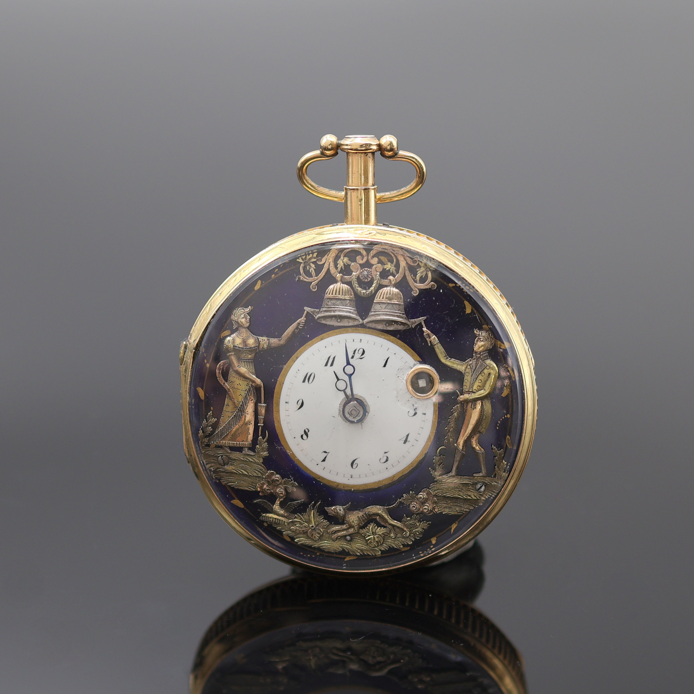 Image 27119076 - LAMY GOUGE offene Taschenuhr mit Jacquemart und 1/4 Stunden-Repetition in RG 750/000, ...