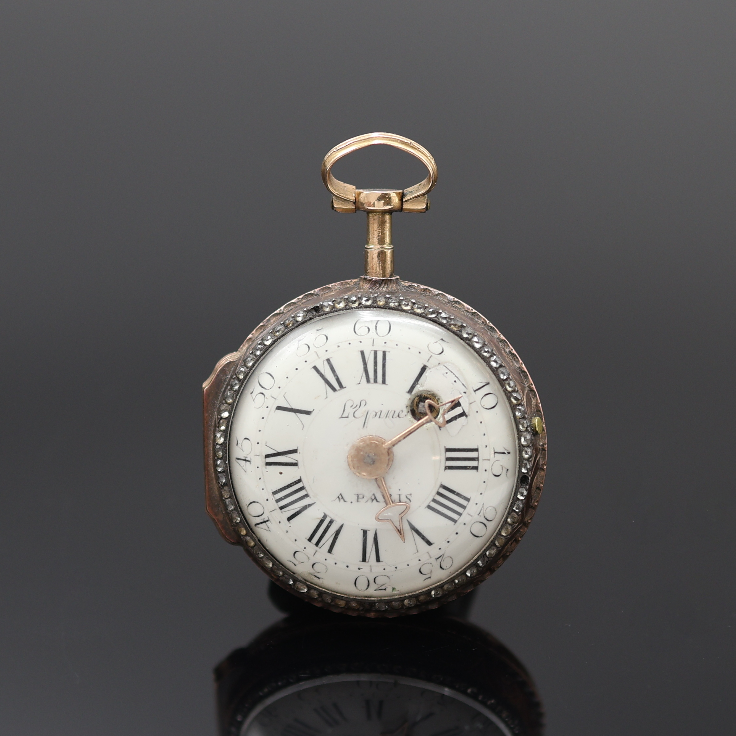 Image 27119091 - L´Epine á Paris Taschenuhr mit Email-Portrait in RG 14k, Frankreich um 1770, grav. ...