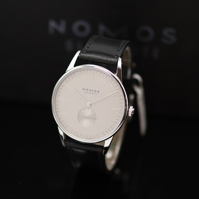 Image NOMOS Orion 38 unworn wristwatch reference 383, manual winding, on both sides glazed case ...