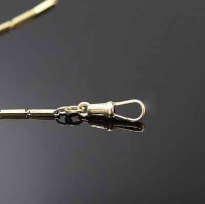 27119069a - Frackuhrkette in GG 333/000, um 1960, Stäbchenkette m. Karabiner u. Knebel, L. ca. 25 ...