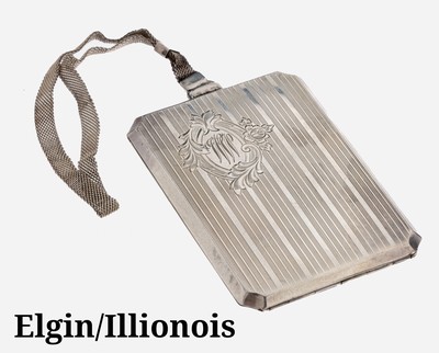 Image Minaudiere, America approx. 1935 , silver 925, octagonal basic shape, decor of grooves, ...
