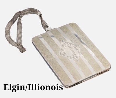 Image Minaudiere, America approx. 1935 , silver 925, cover with engraving, inside 2 coin ...