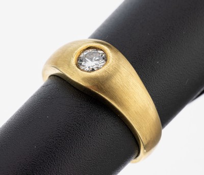 Image 14 kt gold brilliant-ring , YG 585/000, partly satin finished, brilliant approx. 0.26 ct ...