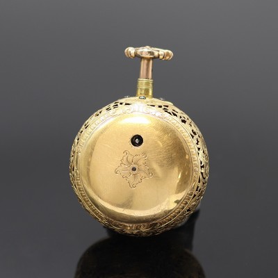 27119078a - J FAWCONER London Spindeltaschenuhr mit 1/4 Stunden-Repetition in GG 750/000, England um ...