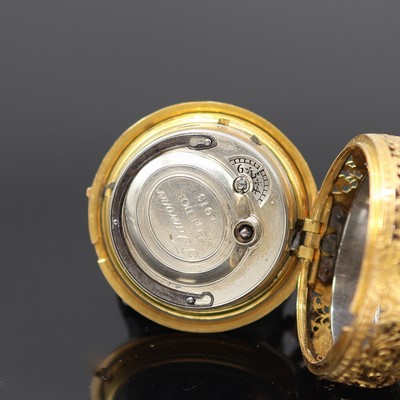 27119078d - J FAWCONER London Spindeltaschenuhr mit 1/4 Stunden-Repetition in GG 750/000, England um ...