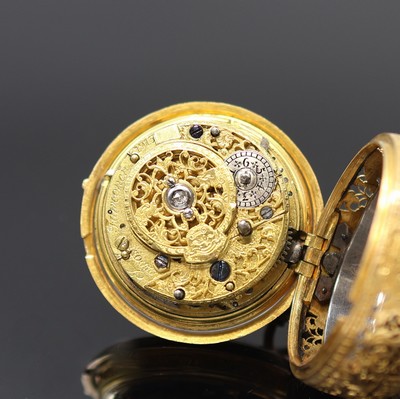 27119078e - J FAWCONER London Spindeltaschenuhr mit 1/4 Stunden-Repetition in GG 750/000, England um ...
