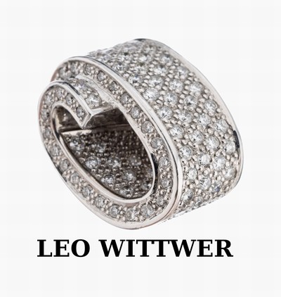 Image 18 kt gold LEO WITTWER brilliant-pendant , WG 750/000, swung design, heavy workmanship, ...