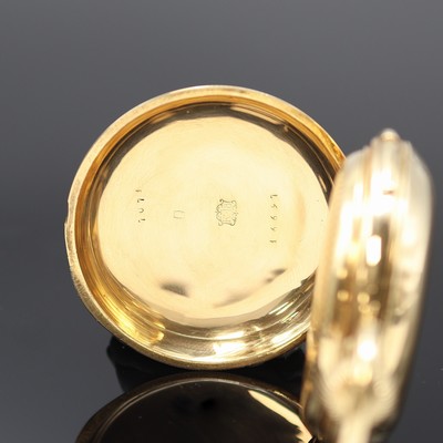27119082c - Savonette mit Minutenrepetition in GG 750/000, Schweiz um 1890, glattes 3-Deckel ...