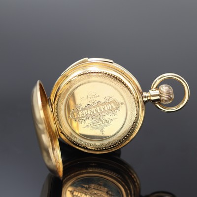 27119082d - Savonette mit Minutenrepetition in GG 750/000, Schweiz um 1890, glattes 3-Deckel ...