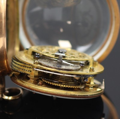 27119085e - Perrad á Lyon Email-Spindeltaschenuhr in RG 750/000, Frankreich um 1760, Geh. m. ...