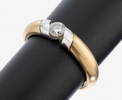 Image 14 kt gold brilliant-ring , YG/WG 585/000, tension ring optic, brilliant approx. 0.20 ct ...