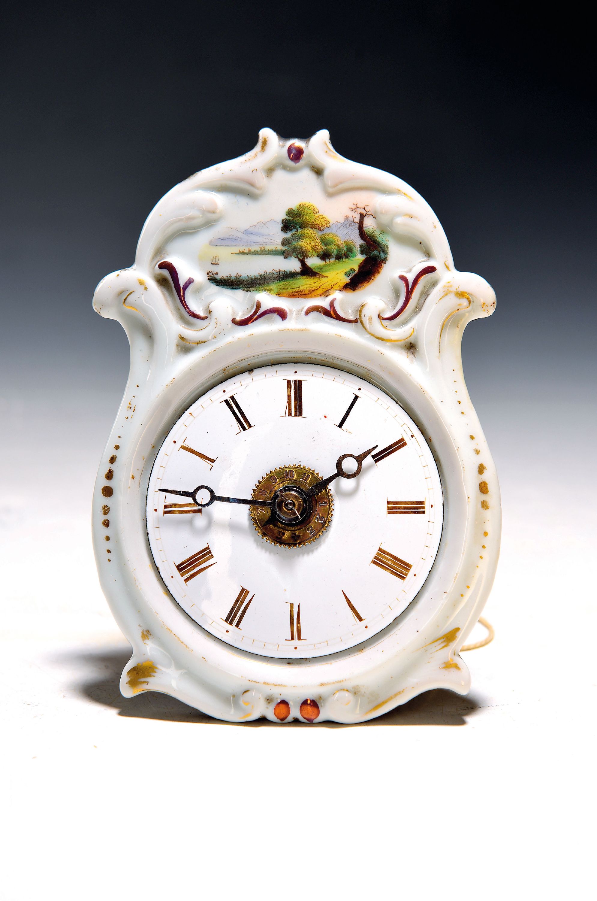 Image 27119126 - Jockele-Uhr, Schwarzwald um 1850/60, Porzellanschild in sog. Tropfenform, mit ...