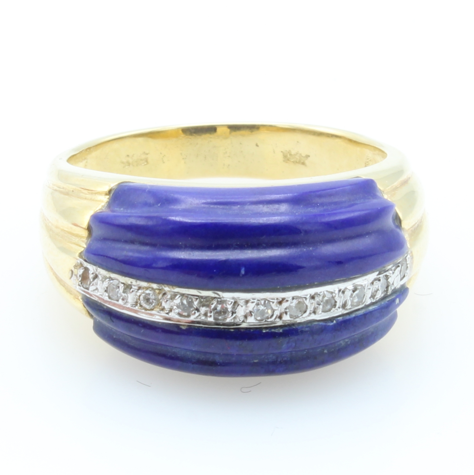 Image 27119148 - Ring mit Lapislazuli und Diamanten, GG 585 /000, 8/8 Diam. zus. ca. 0.01 ct Weiß/p, ...