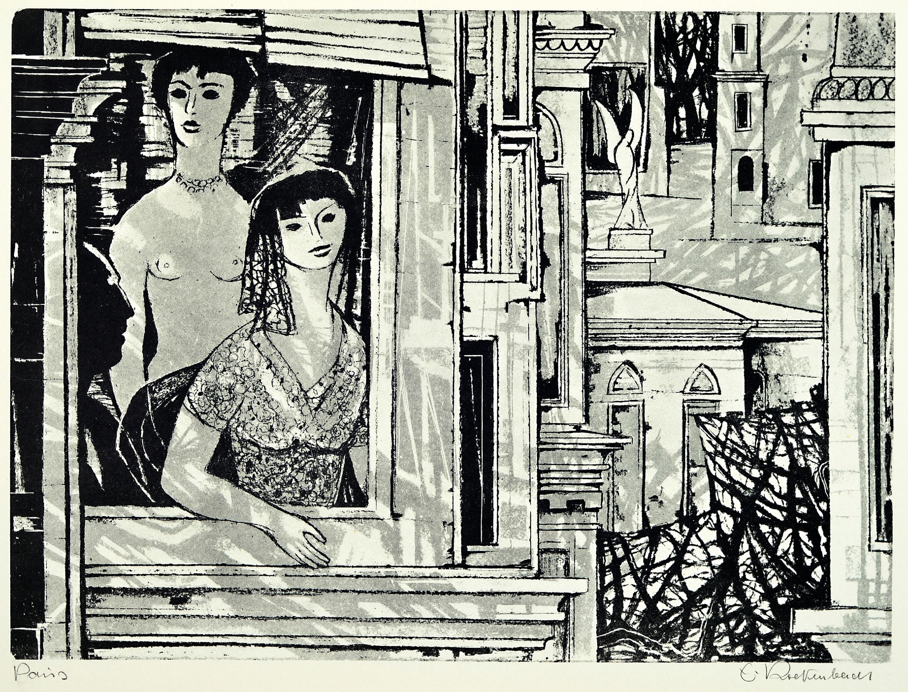 Detail a: Erich Rockenbach, 1911-1984, Mappe mit 20 Drucken versch. Grafiken, erschienen anlässlich Rockenbachs 60tem Geburtstag, teils handsigniert, teils ...