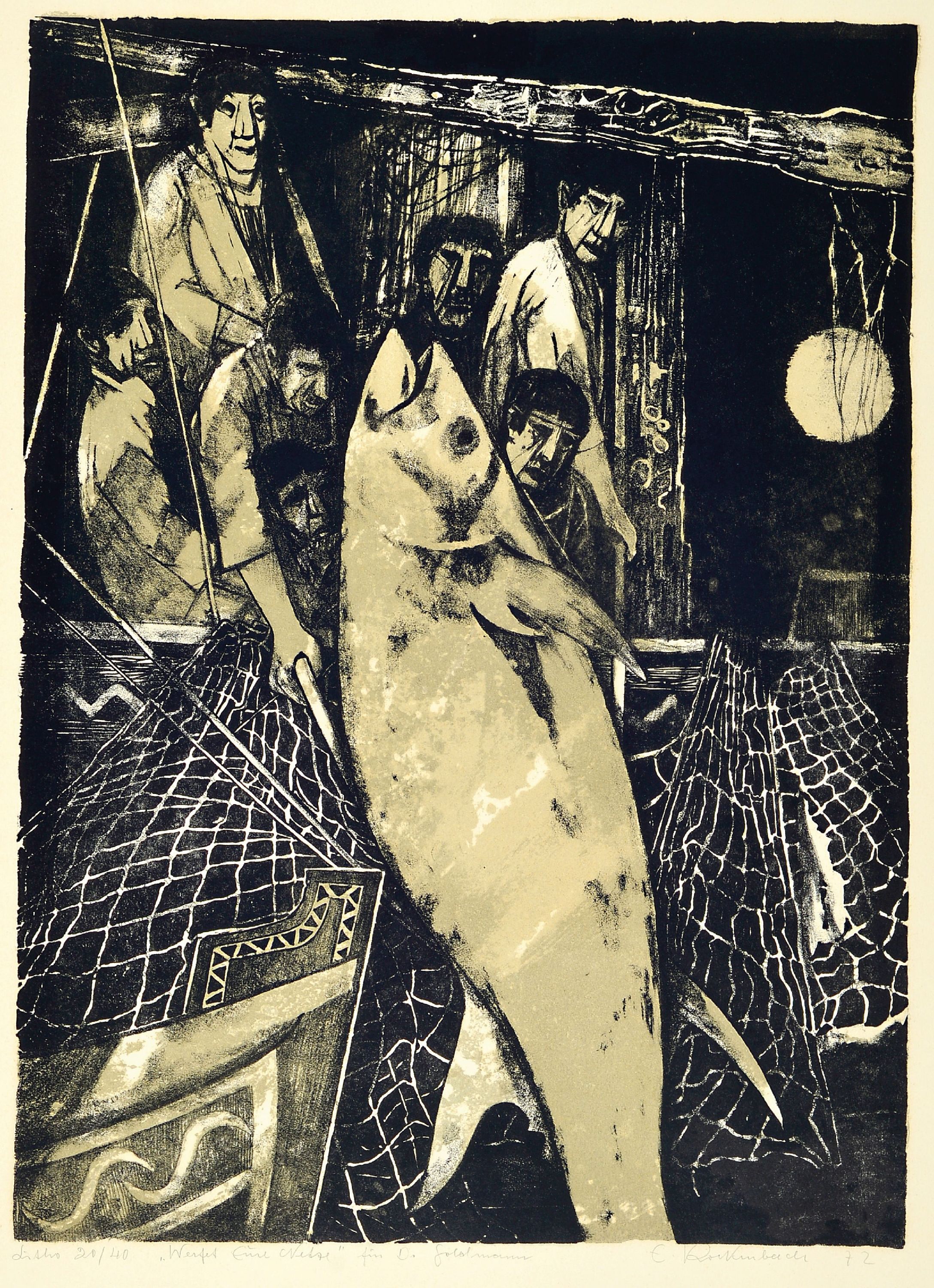 Image 27119169 - Erich Rockenbach, 1911-1984 Ludwigshafen am Rhein, Werfet eure Netze, Lithographie, ...