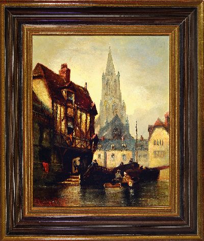 27119108k - Charles Peter Pitt, 1822-1895, englisch, Ansicht aus Caen, Blick auf die Kathedrale, ...