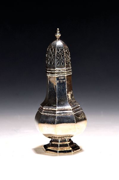 Image Zuckerstreuer, Sheffield, 925er Sterling Silber, klassizistische Form, H.ca. 17cm, ca. ...
