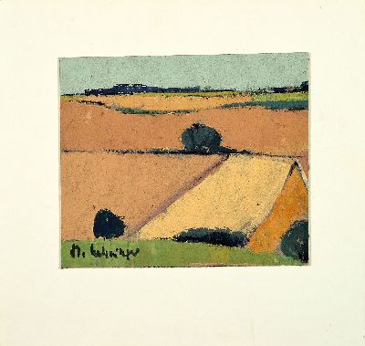 27119168k - Helga Mehringer, geb. 1936, ansässig in Landau, Landschaft, Öl/Malkarton, links unten ...