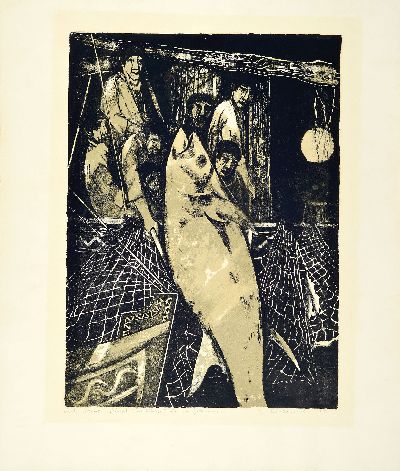 27119169k - Erich Rockenbach, 1911-1984 Ludwigshafen am Rhein, Werfet eure Netze, Lithographie, ...
