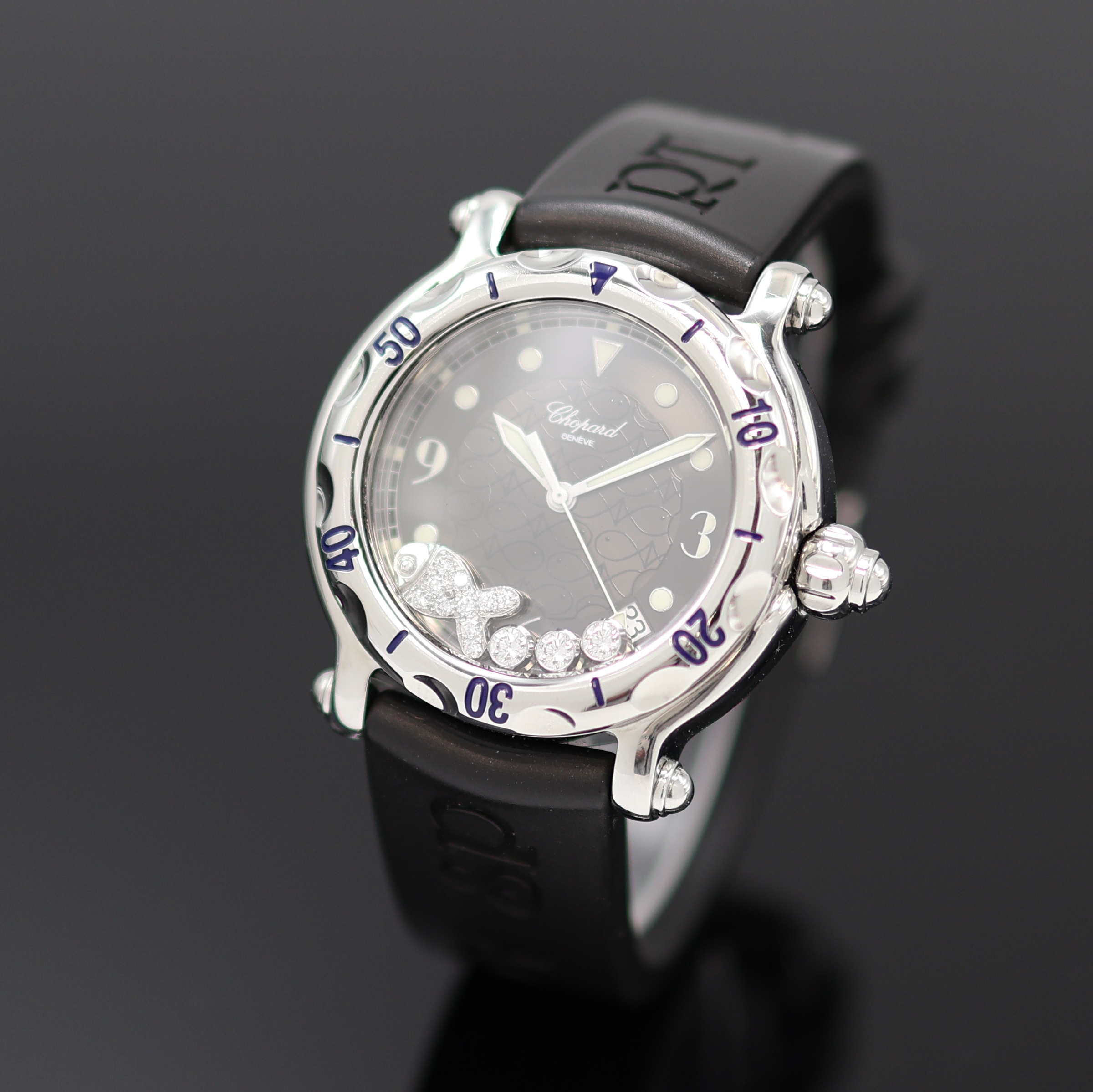 Image 27119413 - CHOPARD Damenarmbanduhr Happy Fish Referenz 8347, quarz, Edelstahlgeh. inkl. orig. ...
