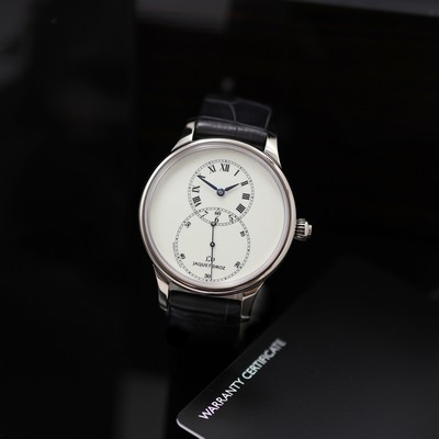 Image JAQUET DROZ unworn 18k white gold gents wristwatch Grande Seconde Enamel reference ...
