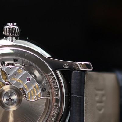 27119420e - JAQUET DROZ ungetragene Herrenarmbanduhr Grande Seconde Enamel in WG 750/000 Referenz ...