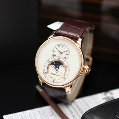 Image JAQUET DROZ unworn 18k pink gold gents wristwatch Grande Seconde Moon reference ...