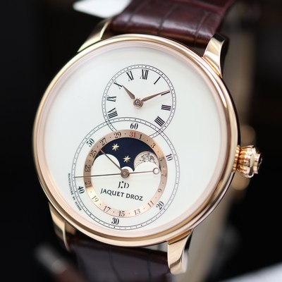 27119423a - JAQUET DROZ ungetragene Herrenarmbanduhr Grande Seconde Moon in Rosegold 750/000 Referenz ...