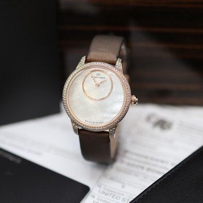 Image JAQUET DROZ unworn 18k pink gold ladies wristwatch Petite Heure minute reference ...