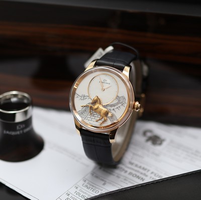 Image JAQUET DROZ Ateliers d´Art unworn & rare, to 88 pieces limited 18k pink gold wristwatch ...