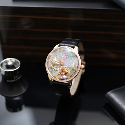 Image JAQUET DROZ Ateliers d´Art unworn & rare, to 88 pieces limited 18k pink gold wristwatch ...