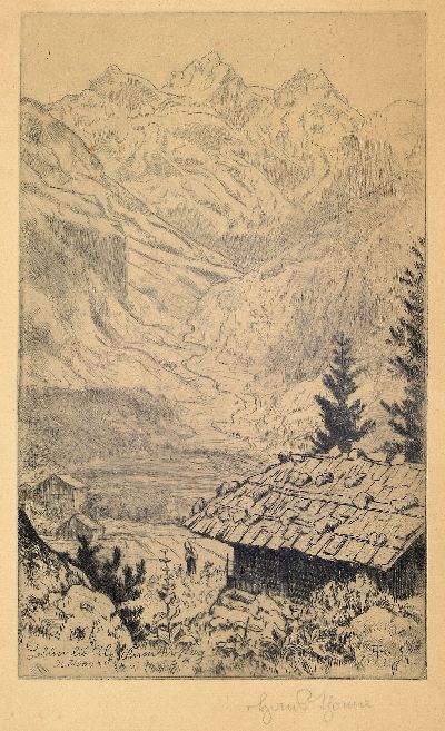27119431a - Hans Thoma, 1839 Bernau-1924 Karlsruhe, 2 Radierungen, ´Sonntagmorgen (Landschaft mit ...