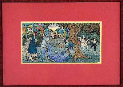 27119434k - Pierre Brissaud, 1885-1964, French illustrator, 3 pochoirs, Fetes galantes in ArtNouveau, ...