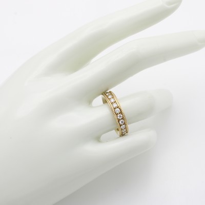 27119485a - Ring mit Brillanten, GG 585/000, Schiene rundum bes. m. Brill. zus. ca. 1 ct Weiß/si, ...
