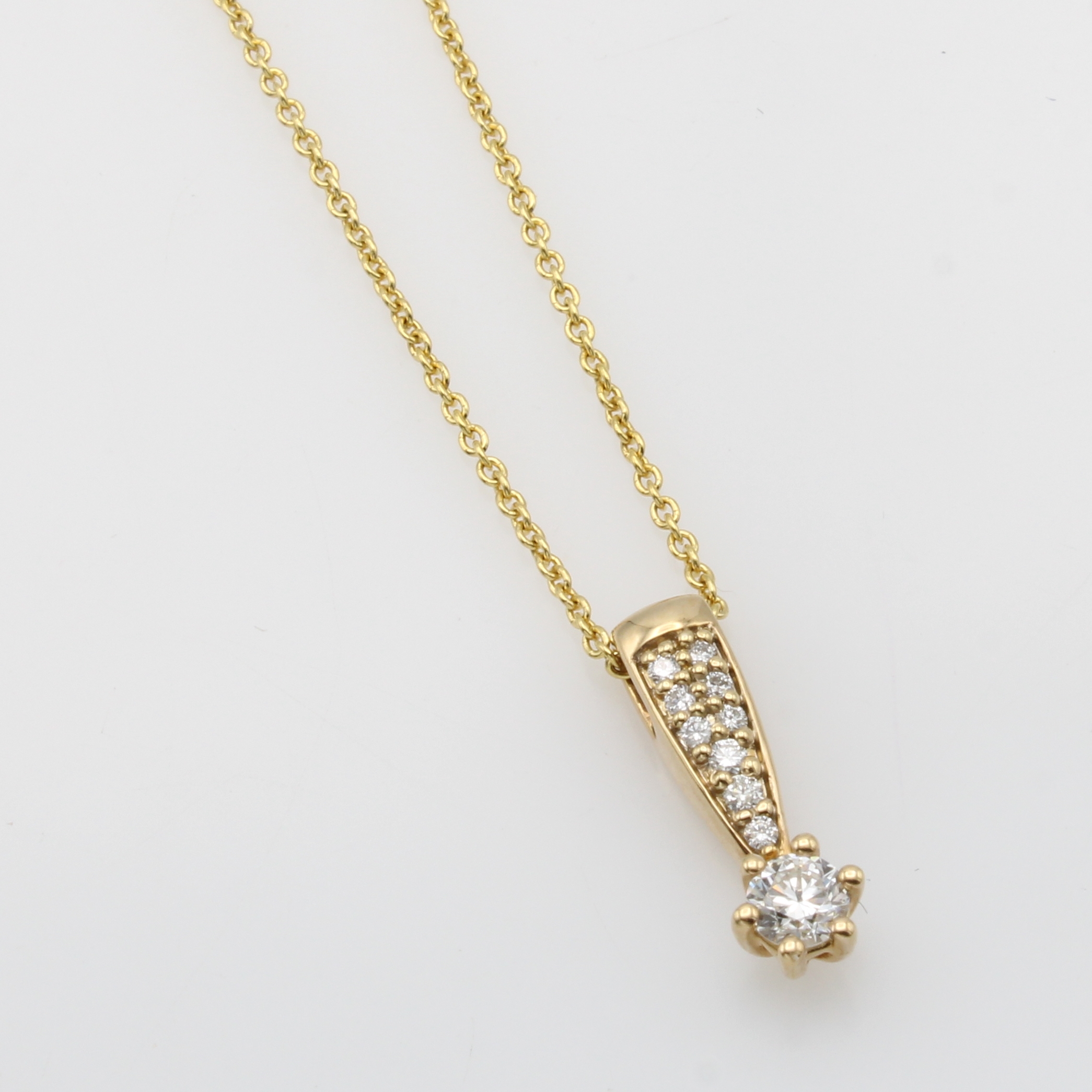 Image 27119539 - Anhänger mit Brillanten an Kette, GG 585/000, Solitär in Krappenfassung u. ...