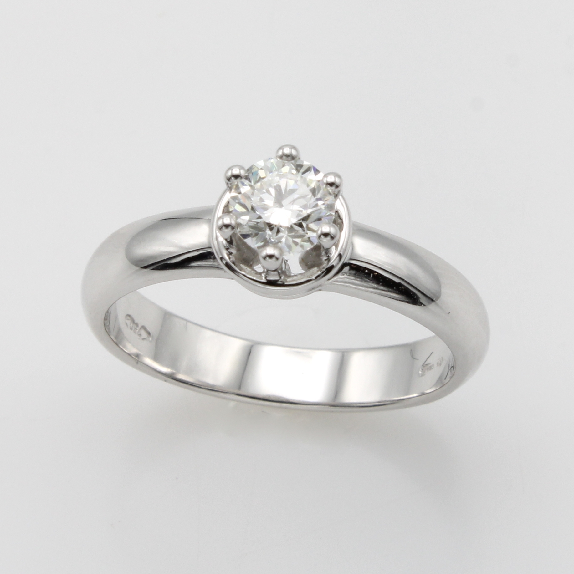 Image 27119569 - Ring mit Brillant, WG 750/000, Brill. in erhöhter Krappenfassung ca. 0.45 ct Weiß/ ...