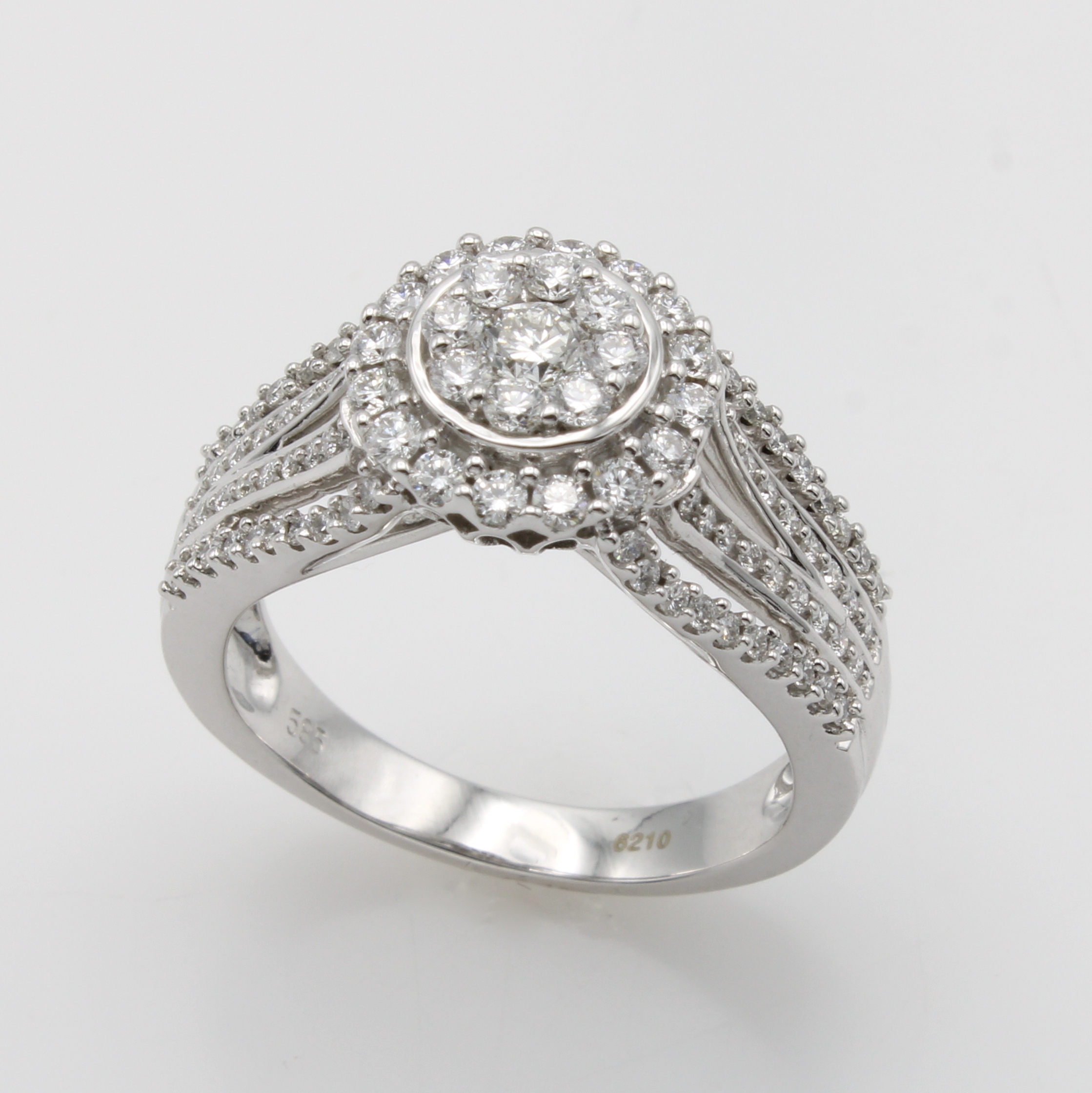 Image 27119571 - Ring mit Brillanten, WG 585/000, Brill. in rundem Ringkopf u. in 4-rhg. Ringschultern ...