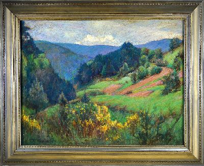 27119586k - Friedrich Ferdinand Koch, 1863-19236 Landau, Landschaft in der Pfalz, Pastell, links ...