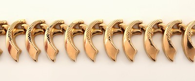 27119599a - 18 kt Gold Collier, 1950er Jahre, GG 750/000, bogenf. Glieder, z.T. punz., L. ca. 41 ...