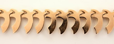 27119599b - 18 kt Gold Collier, 1950er Jahre, GG 750/000, bogenf. Glieder, z.T. punz., L. ca. 41 ...