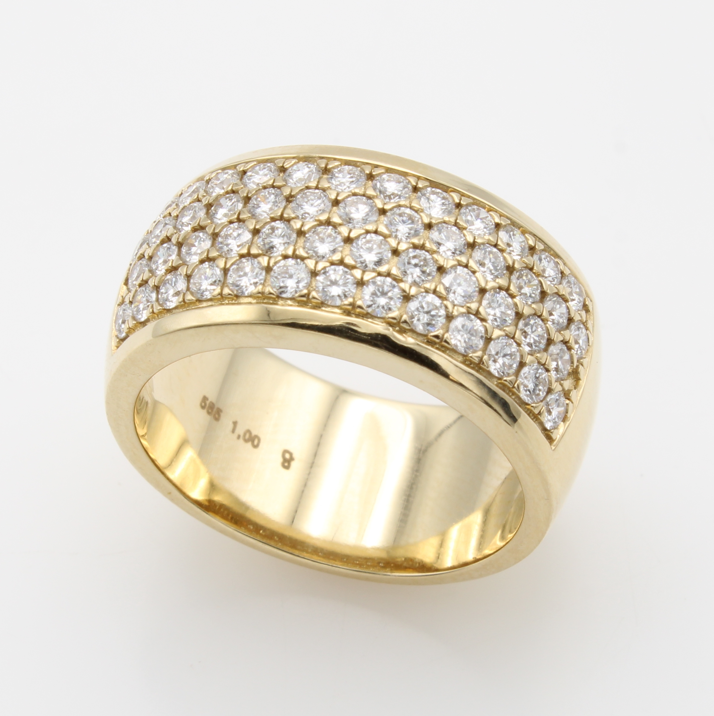 Image 27119622 - Ring mit Brillanten, GG 585/000, Brill. in 4 Reihen gef. zus. ca. 1 ct Weiß/si, RW ca. ...