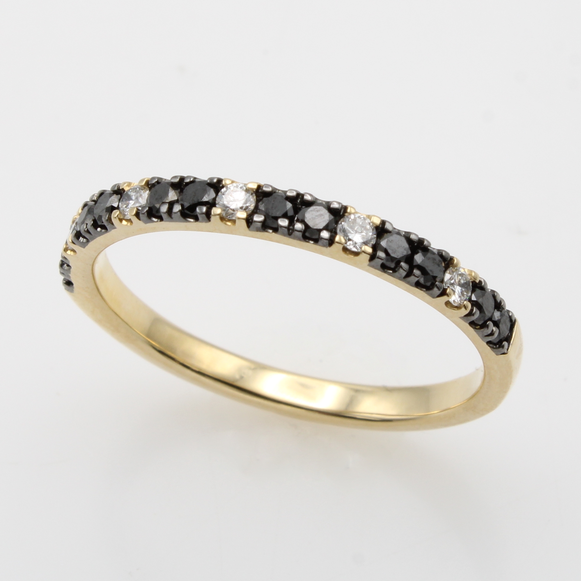 Image 27119630 - Ring mit Diamanten und Brillanten, GG 585/ 000, schwarze Diam. (beh.) zus. ca. 0.30 ct, ...